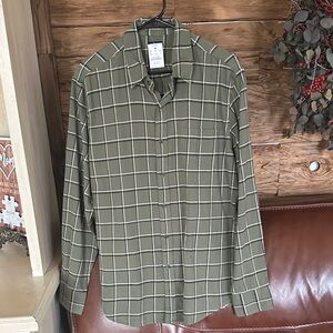 J. Crew ~ Olive Green Flannel Checkered Men's Shirt